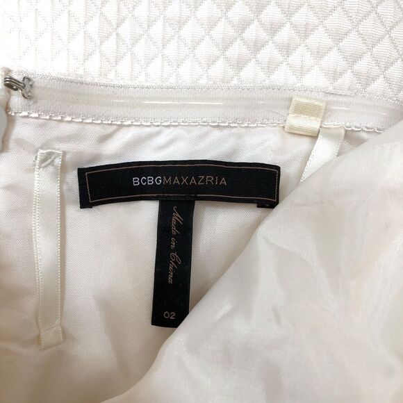 BCBGMaxazria strapless sweetheart quilted cream mini dress woman’s size 2 - Picture 8 of 11
